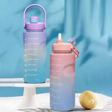 Random Color 2 Liter Multicolor Large Capacity Water Bottle With Motivational Quotes & Time Maker Instructions
