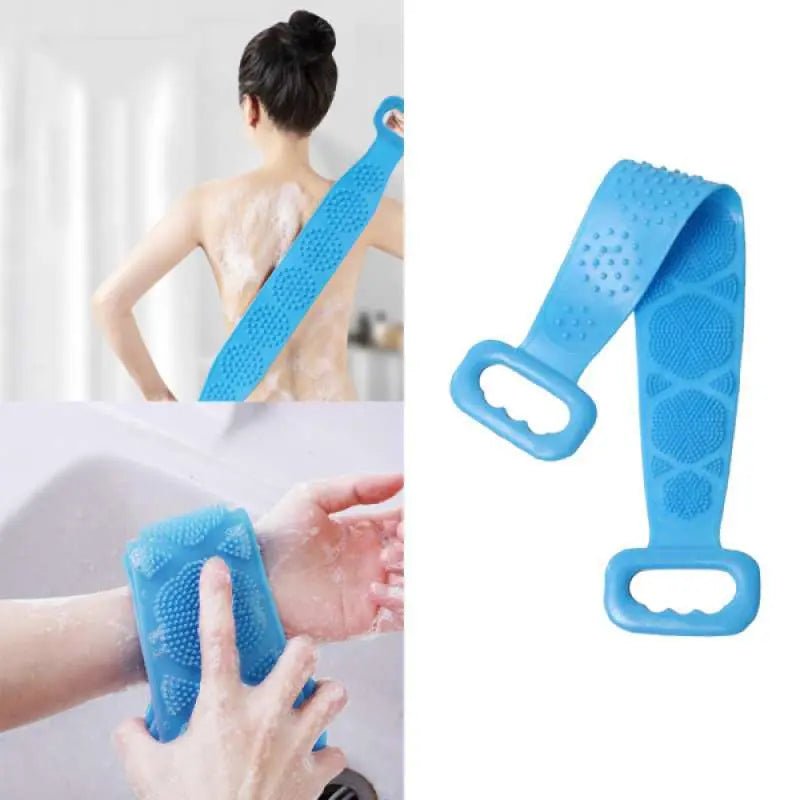Random Color Extendable Silicone Back Body Scrubber Brush Belt Exfoliating Scrubber, Bath Shower Silicone Body Brush Bath Belt