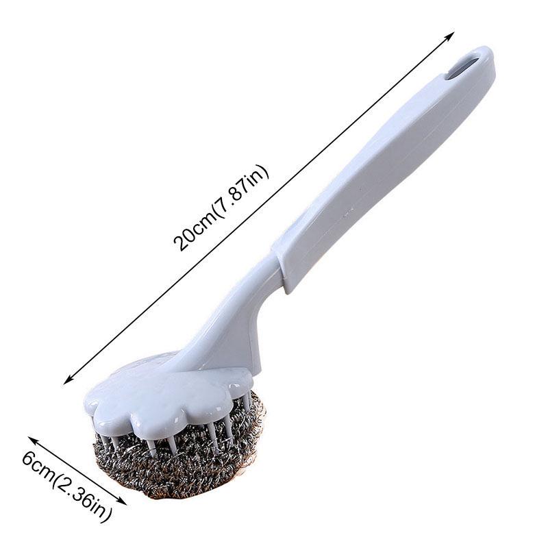 Random Color - Wire Ball With Long Handle, Stainless Steel Long Handle Wire Ball Brush, Steel Scotch Brite With Handle Kitchen Hanging Cleaning Brush Washing Tool