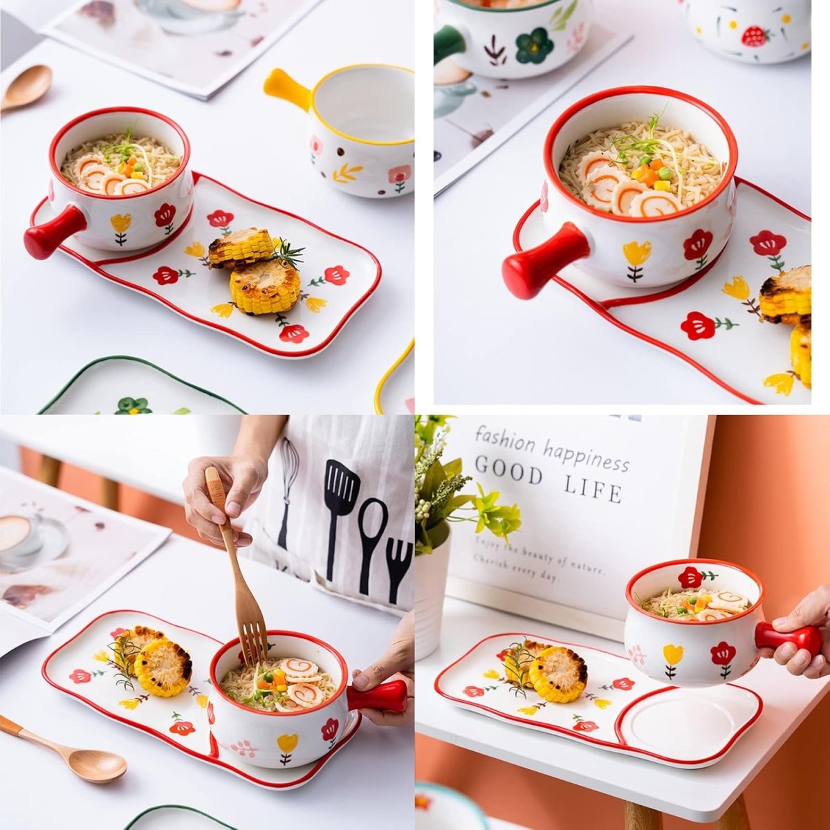 Random Color/Print Korean Bowl With Handle