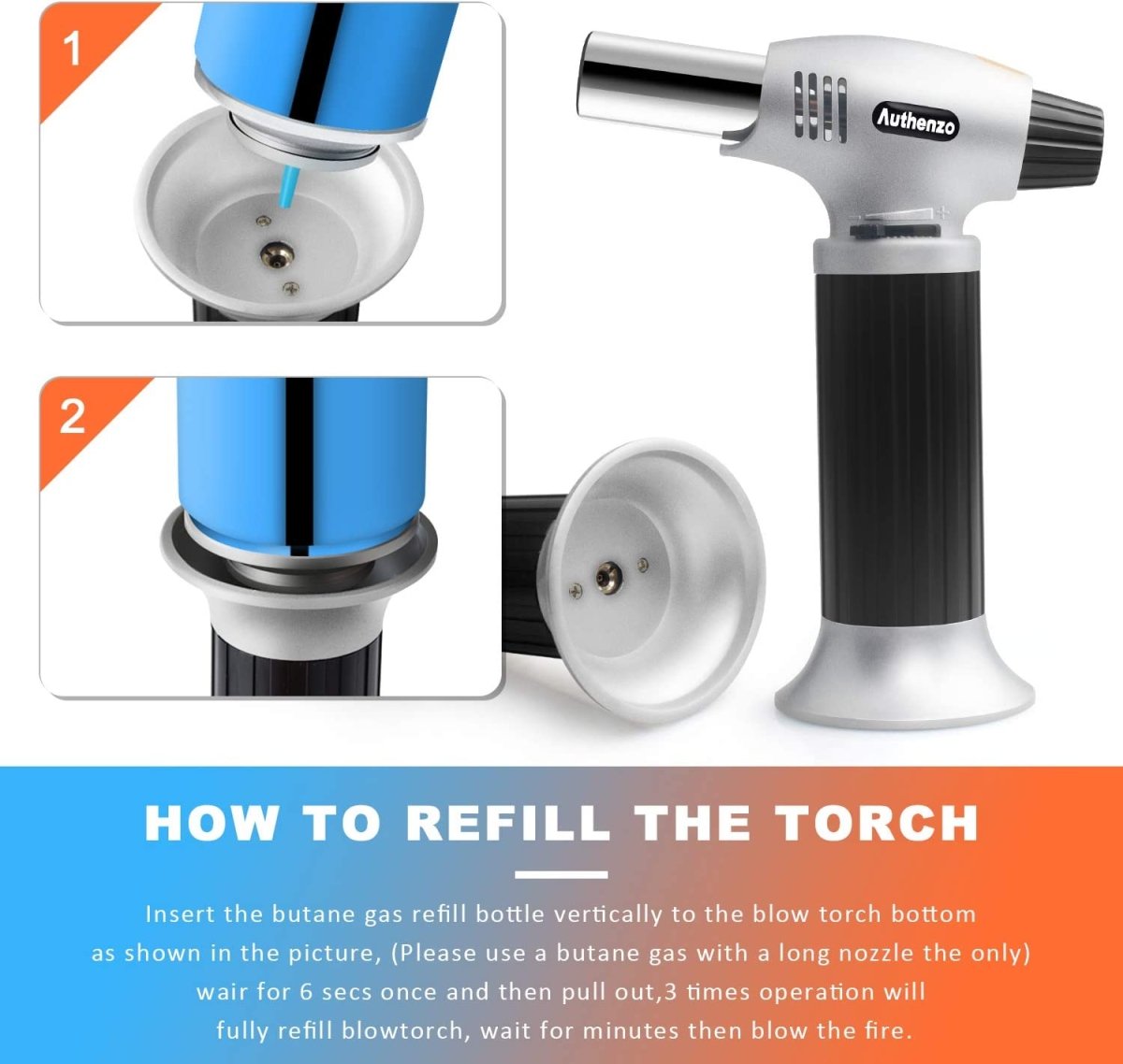 Refillable Culinary Butane Torch With Safety Lock