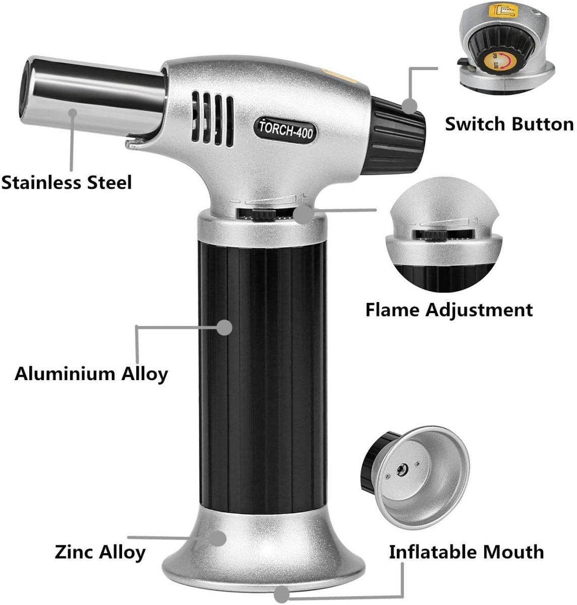 Refillable Culinary Butane Torch With Safety Lock