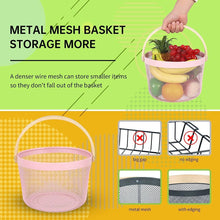 Round Metal Mesh Basket with Wooden Handle