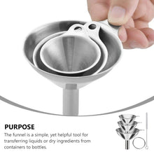 3Pcs Stainless Steel Kitchen Funnel Set with Cleaning Brush – Large, Medium & Small