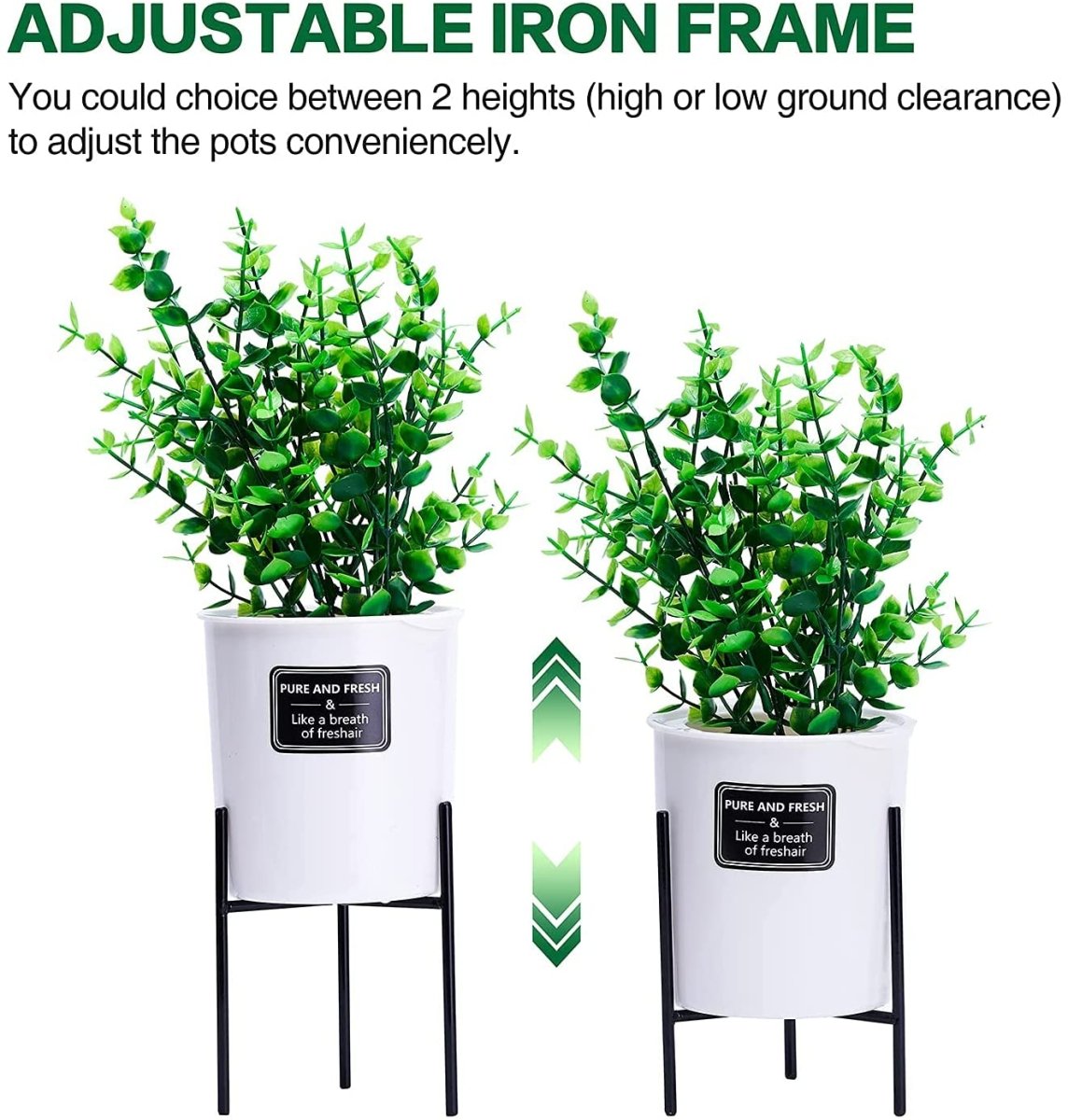 Self Watering Flower Pot With Iron Stand, Indoor Plastic Flower Pot With Cotton Rope, Stand & Container For Water, Self Watering Style Lazy Pot & Iron Stand