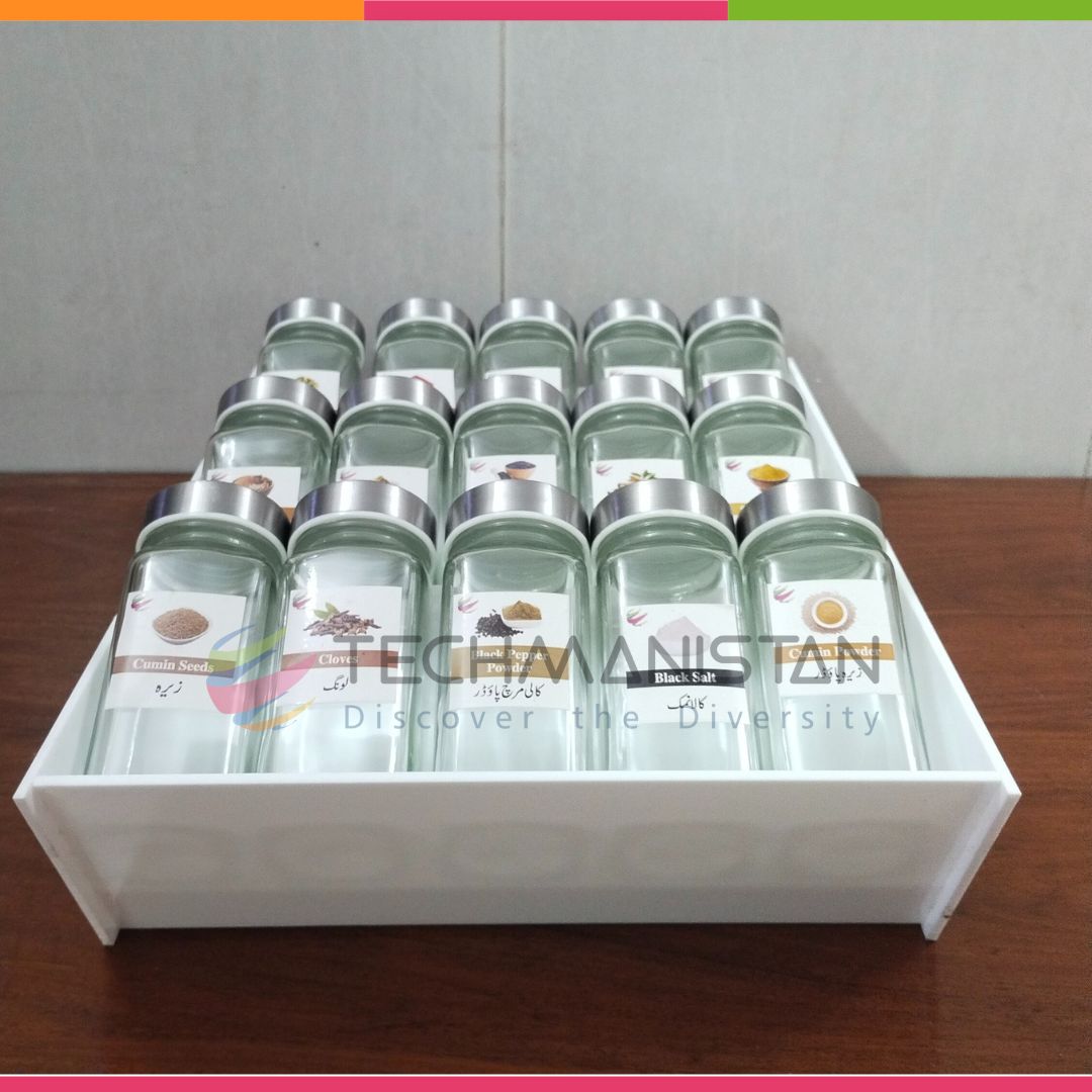 Set of 15 Spice Bottles with Stand, 3-Tier Spice Organizer