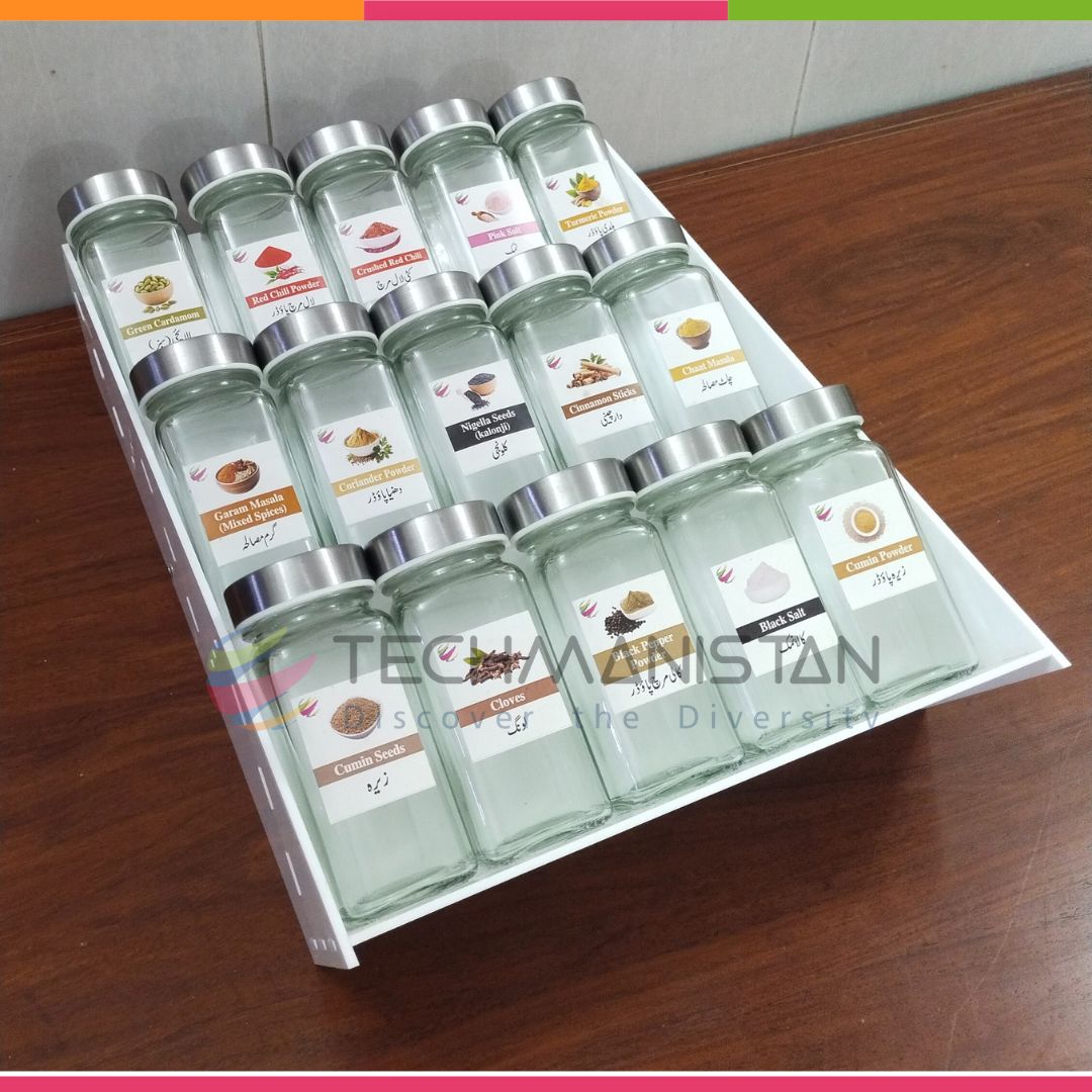Set of 15 Spice Bottles with Stand, 3-Tier Spice Organizer