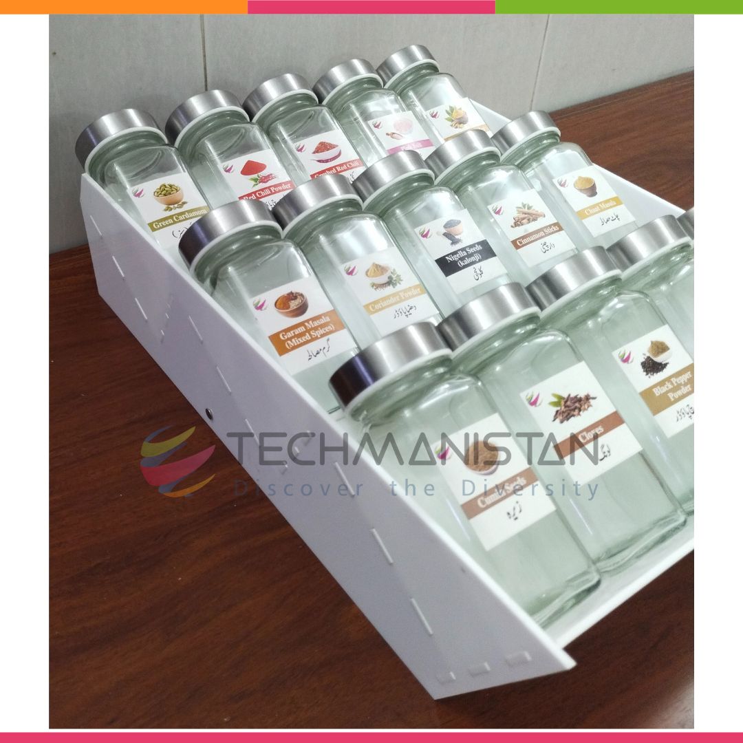 Set of 15 Spice Bottles with Stand, 3-Tier Spice Organizer