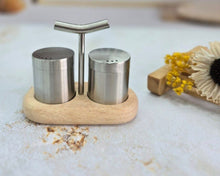 Set of 2 - Salt & Pepper Mill with Wooden Base