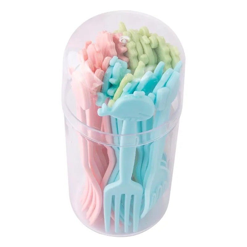 Set of 20 - Colorful Plastic Forks with Box