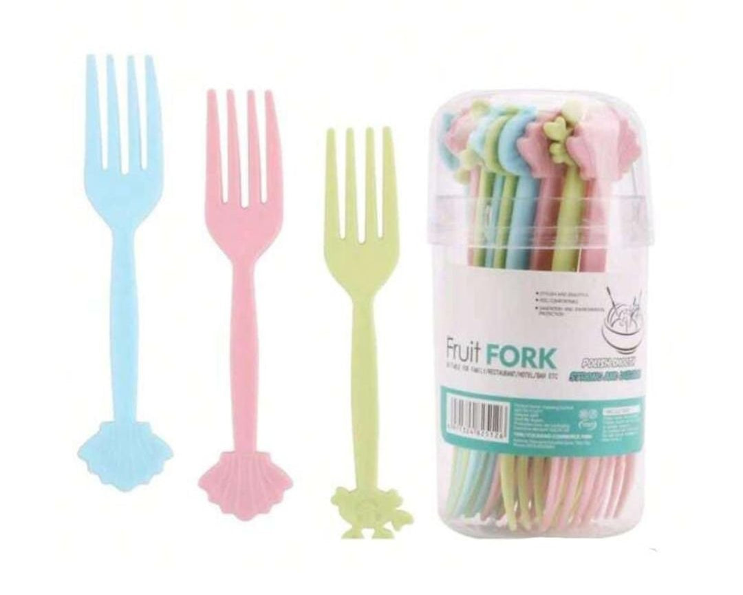 Set of 20 - Colorful Plastic Forks with Box