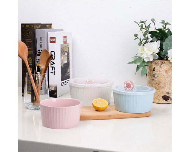 Set of 3 Ceramic Soup With Airtight Lid & Timer
