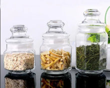 Set of 3 Clear Round Glass Jar with Lid