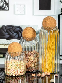 Set of 3 Glass Jar With Wooden Cork Stopper