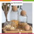 Set of 3 Glass Jar With Wooden Cork Stopper