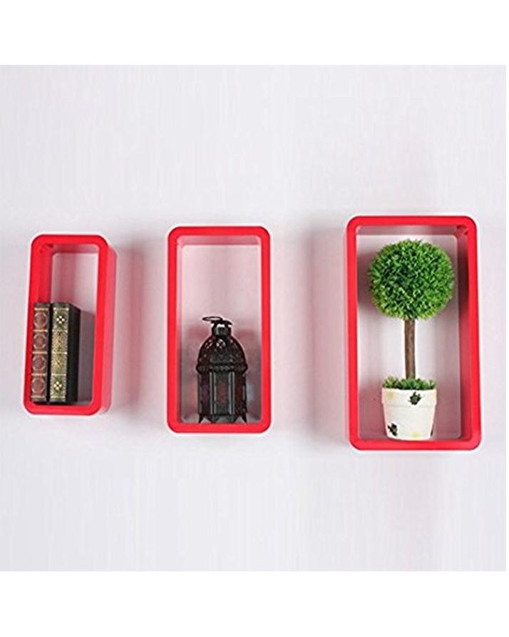 Set of 3 - Rectangular Wall Mount Shelves - Red