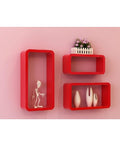 Set of 3 - Rectangular Wall Mount Shelves - Red