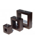Set of 3 - Solid Mango Wood Square Candle Holders