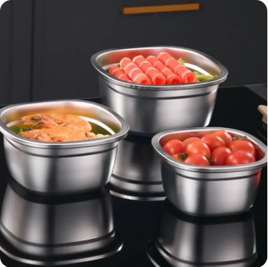 Set of 3 Stainless Steel Storage Containers