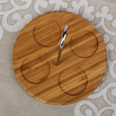 Set of 4 - Condiment Set with Wooden Base