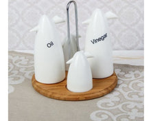 Set of 4 - Condiment Set with Wooden Base