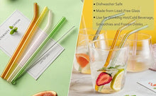 Set of 4 - Reusable Glass Straws With Cleaning Brush