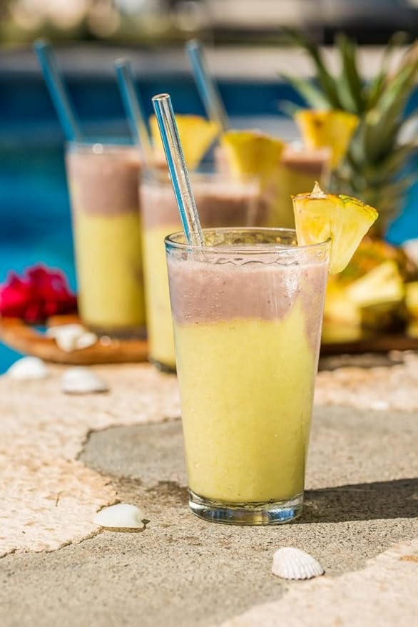Set of 4 - Reusable Glass Straws With Cleaning Brush