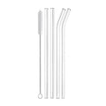 Set of 4 - Reusable Glass Straws With Cleaning Brush