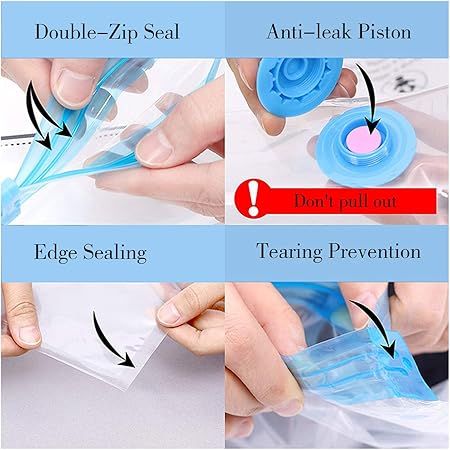 Set of 5 Vacuum Storage Bags for Clothes, Duvets, Pillows, and Bedding Space Saver
