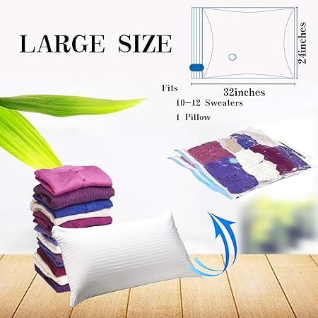 Set of 5 Vacuum Storage Bags for Clothes, Duvets, Pillows, and Bedding Space Saver