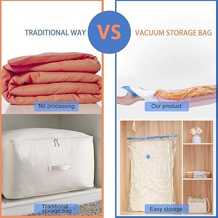 Set of 5 Vacuum Storage Bags for Clothes, Duvets, Pillows, and Bedding Space Saver