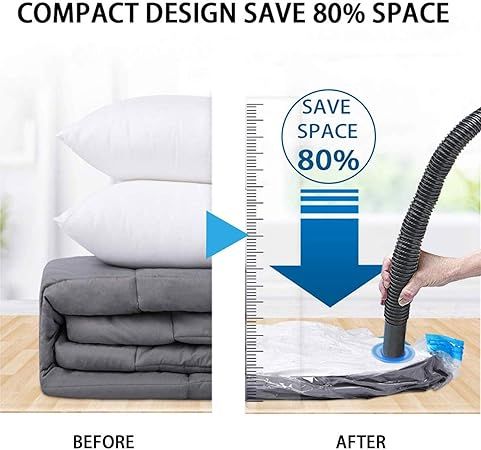 Set of 5 Vacuum Storage Bags for Clothes, Duvets, Pillows, and Bedding Space Saver