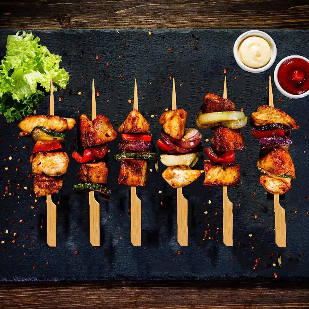 Set of 50 - Bamboo Flat BBQ Skewers
