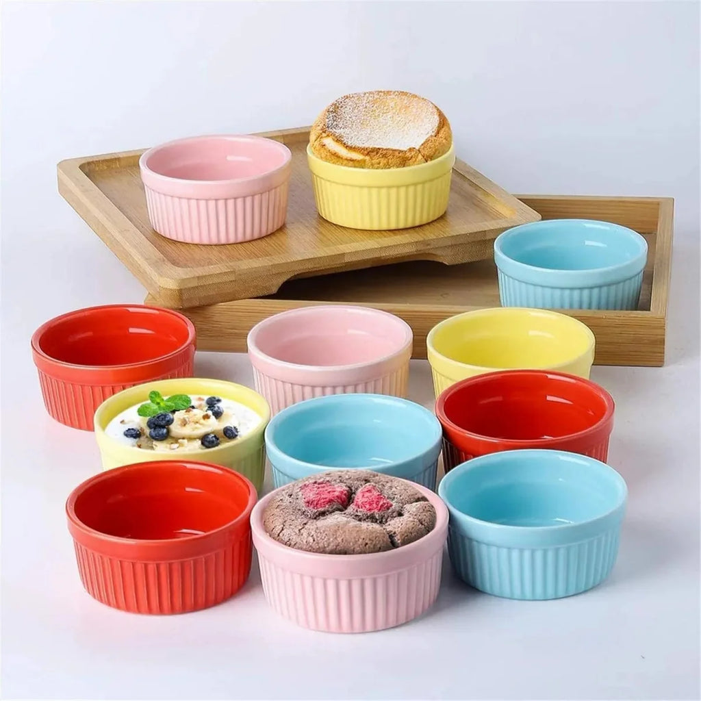 Set of 6 - Ceramic Baking Ramekin Bowl