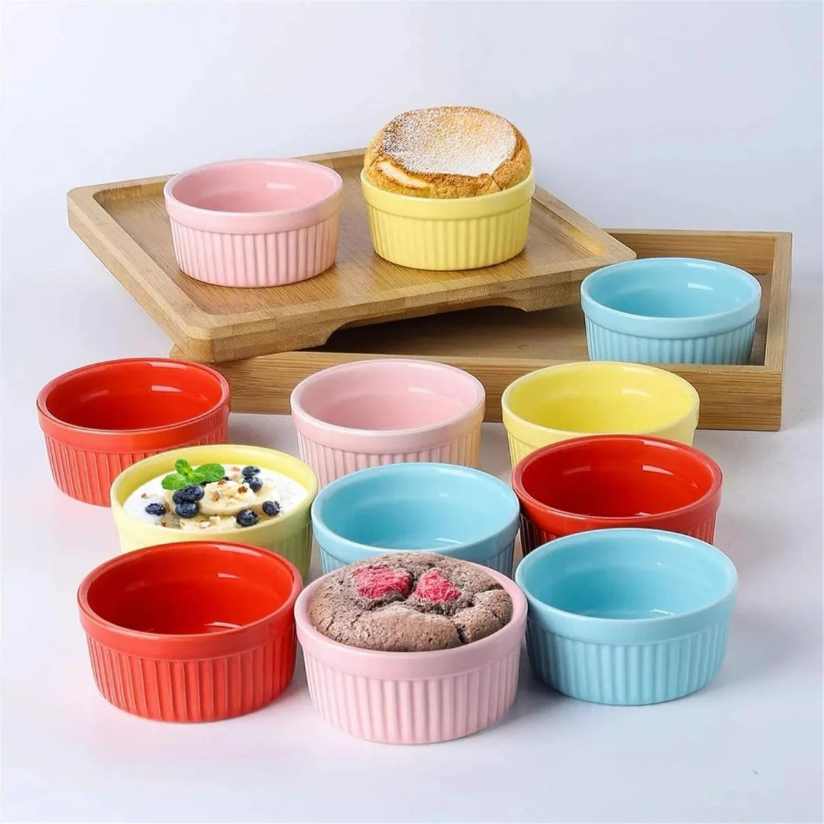 Set of 6 - Ceramic Baking Ramekin Bowl