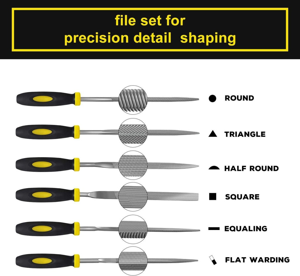 Set of 6 - Mini Needle File Set Small Metal Files Set 6 Pieces Hand Metal Files