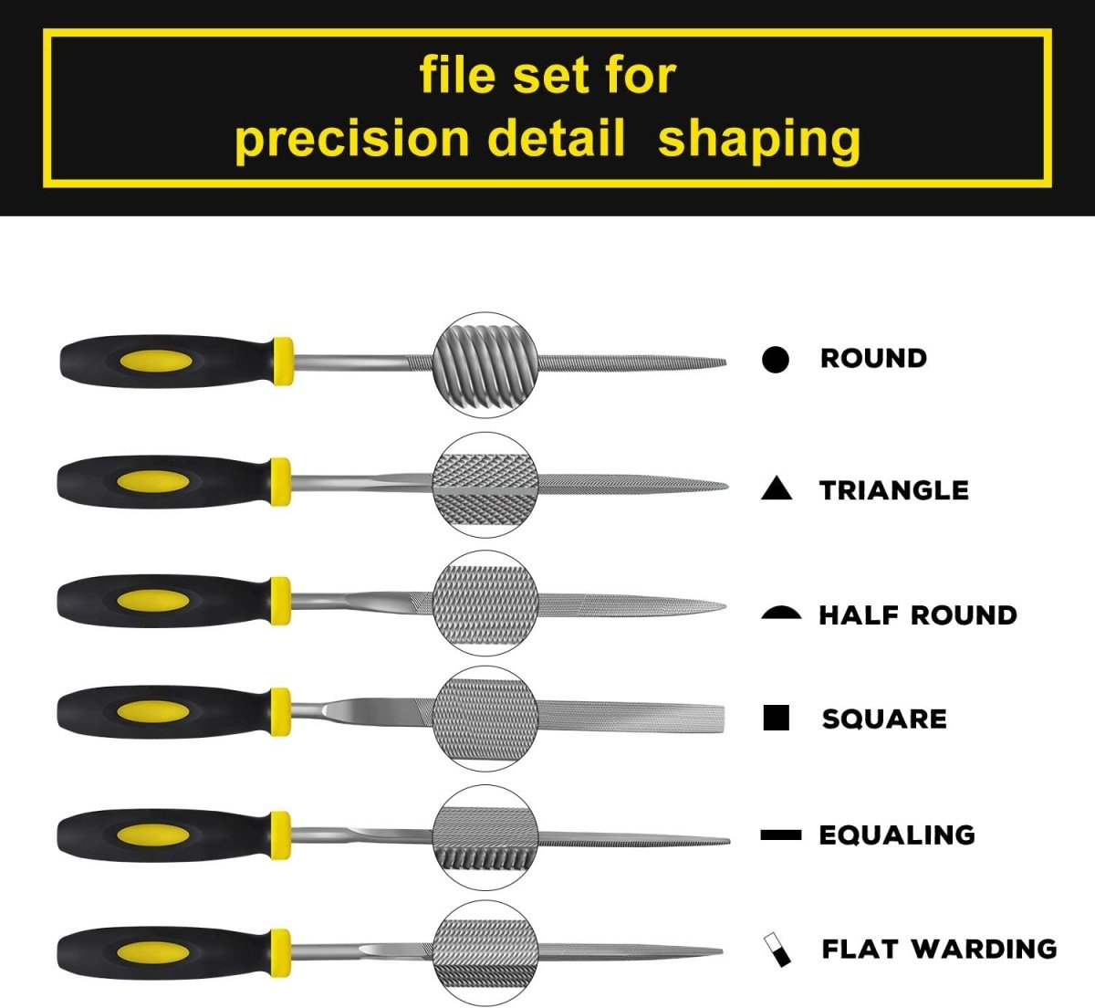 Set of 6 - Mini Needle File Set Small Metal Files Set 6 Pieces Hand Metal Files