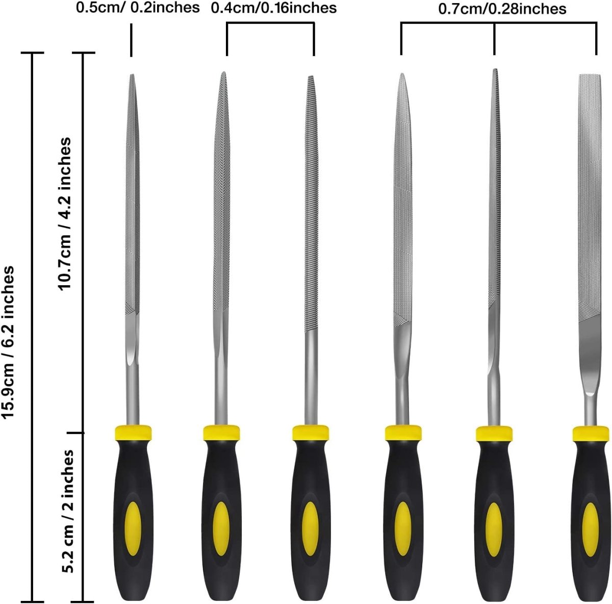 Set of 6 - Mini Needle File Set Small Metal Files Set 6 Pieces Hand Metal Files