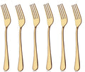 Set of 6 - Mirror Polished Stainless Steel Golden Forks Cutlery Set