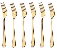 Set of 6 - Mirror Polished Stainless Steel Golden Forks Cutlery Set