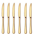 Set of 6 - Mirror Polished Stainless Steel Golden Knives For Dinner Cutlery Set