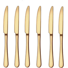 Set of 6 - Mirror Polished Stainless Steel Golden Knives For Dinner Cutlery Set