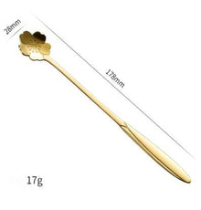 Set of 6 - Stainless Steel Gold-Plated Flower Spoons