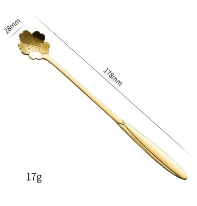 Set of 6 - Stainless Steel Gold-Plated Flower Spoons