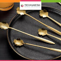 Set of 6 - Stainless Steel Gold-Plated Flower Spoons