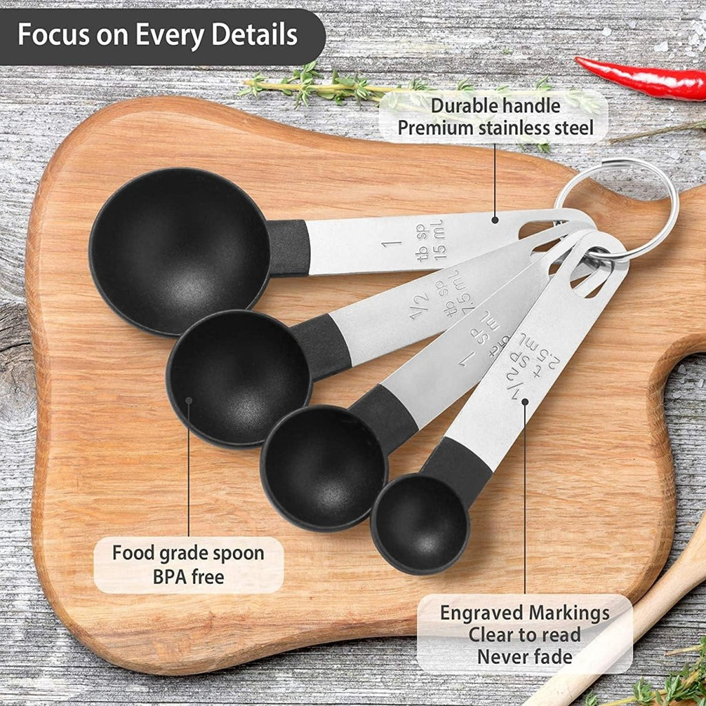 Set of 8 Measuring Spoons & Cups with Stainless Steel Handles