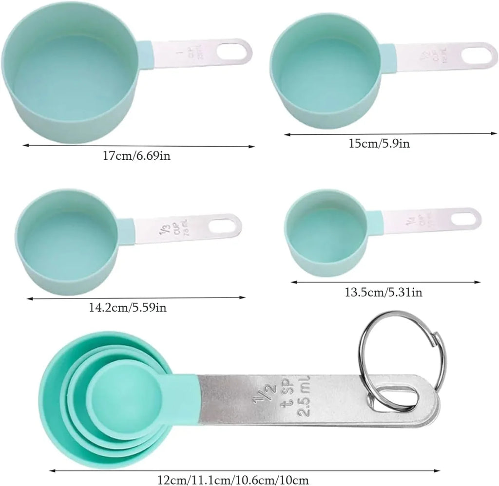 Set of 8 Measuring Spoons & Cups with Stainless Steel Handles