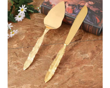 Set of Gold Wedding Cake Cutting Knife & Server Set