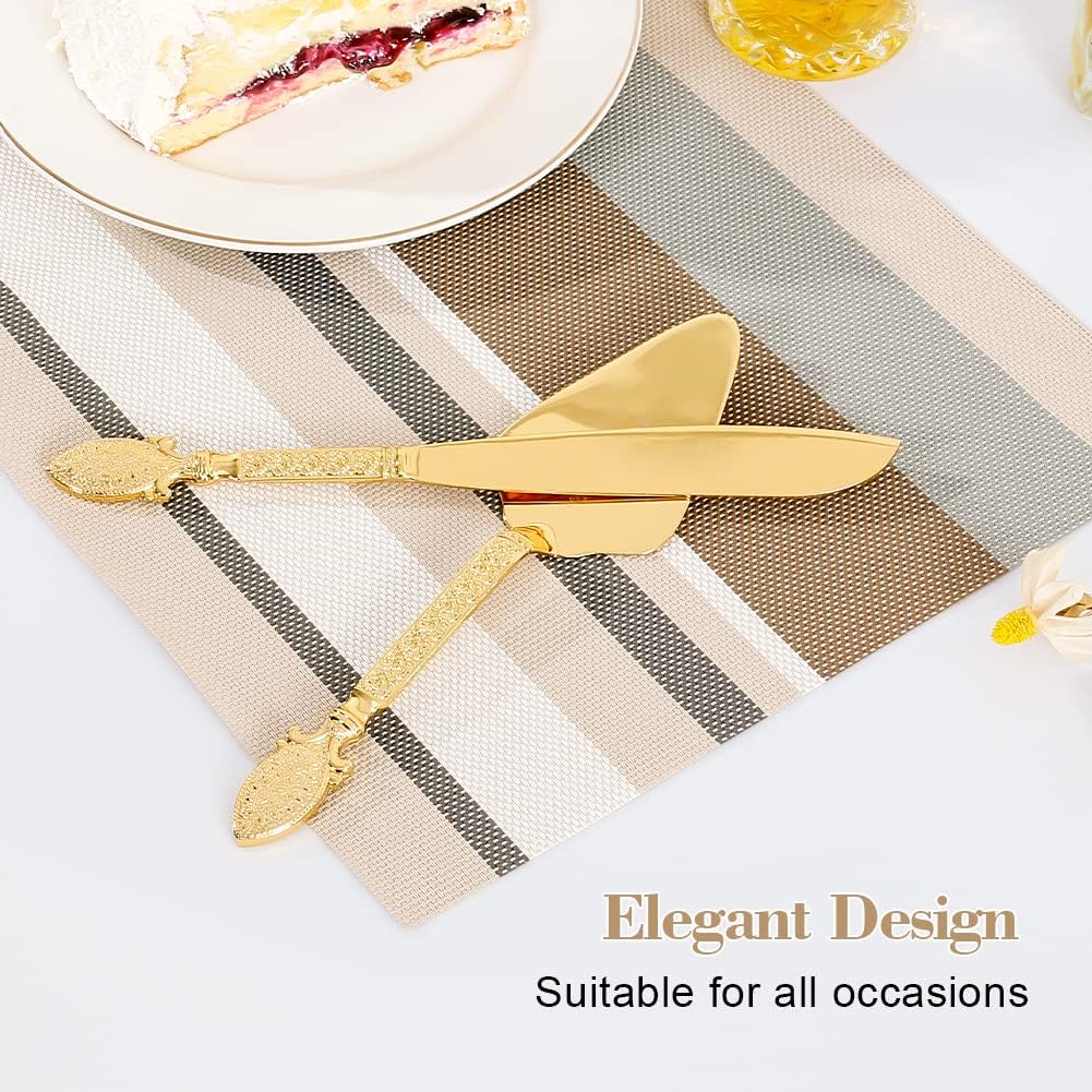 Set of Gold Wedding Cake Cutting Knife & Server Set