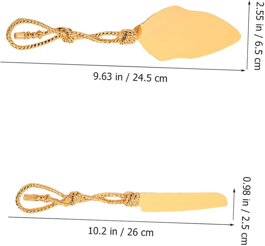 Set of Gold Wedding Cake Cutting Knife & Server Set